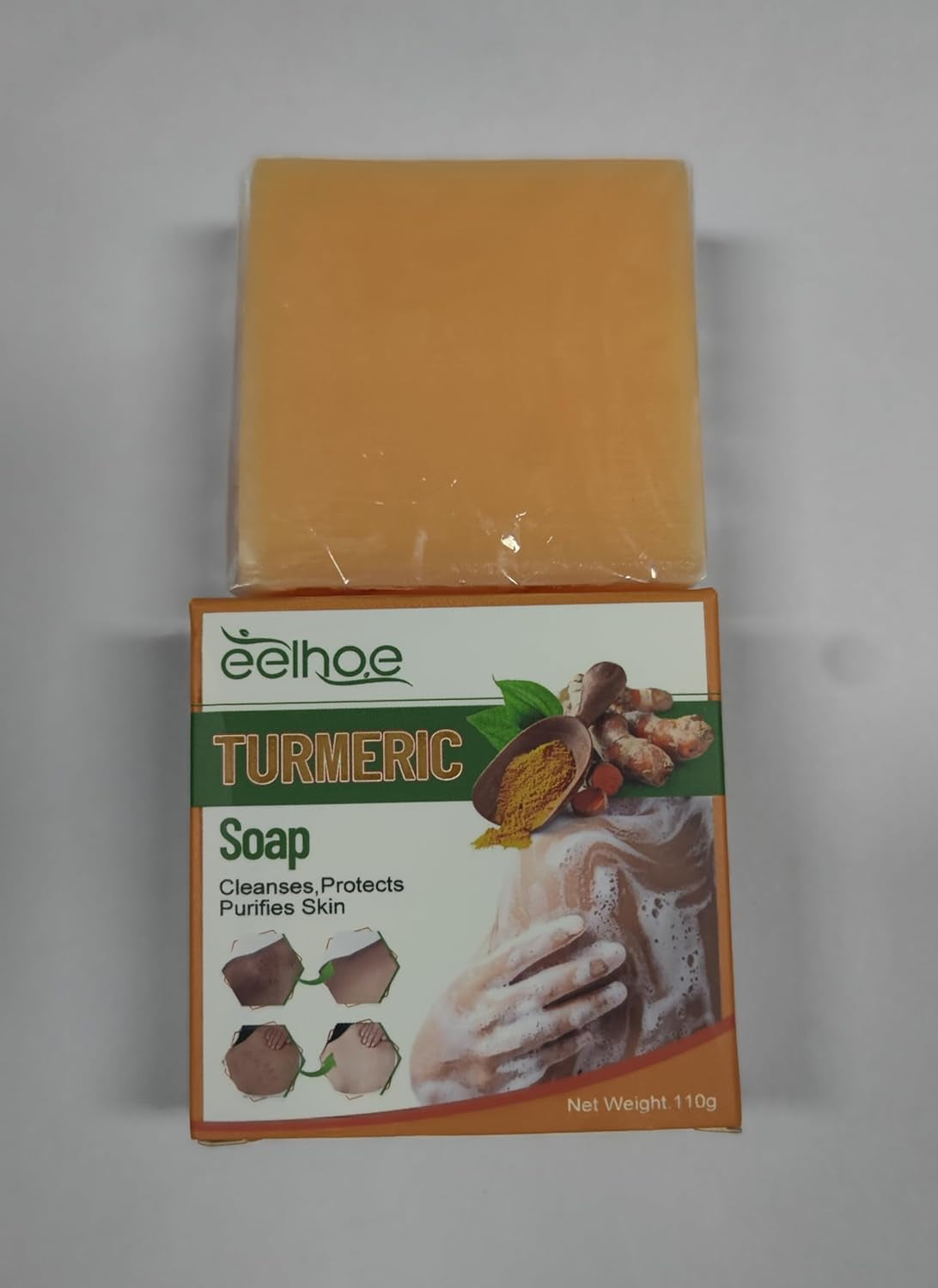 2PCS Turmeric Soap Bar,Cleansing Tumeric Soap for Face & Body,Moisturizing Turmeric Face Bar Soap,Suitable for Women and Men