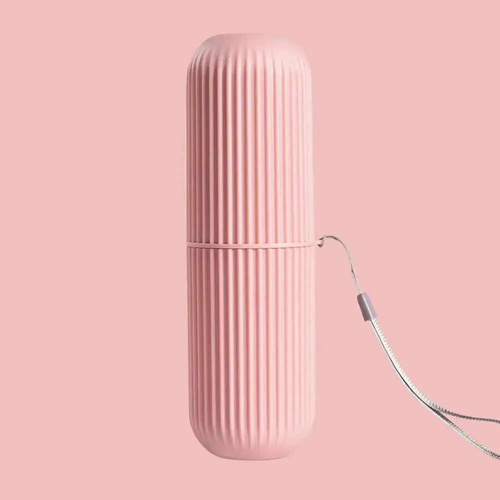 Travel Toothbrush Storage Box Vertical Stripe Portable Mouthwash Cup Brushing Cup Toothware Box Toothpaste Storage Cartridge
