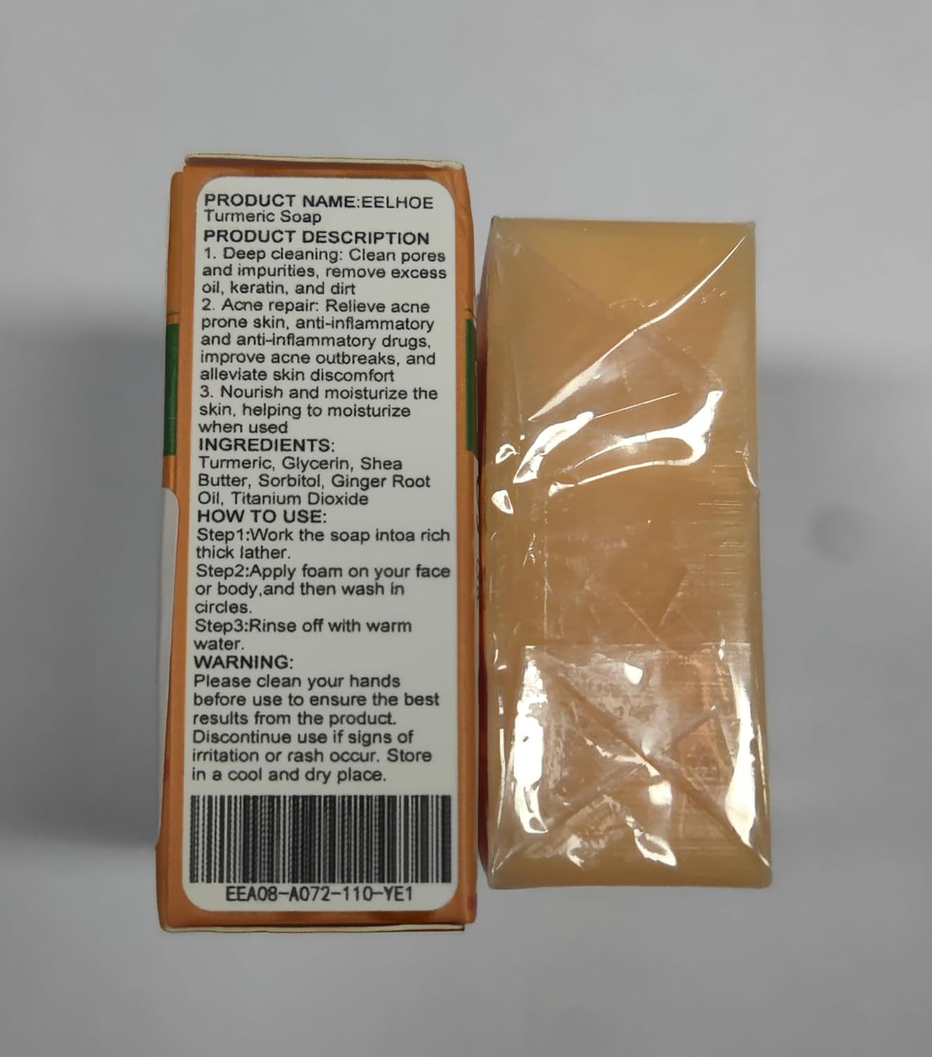 2PCS Turmeric Soap Bar,Cleansing Tumeric Soap for Face & Body,Moisturizing Turmeric Face Bar Soap,Suitable for Women and Men