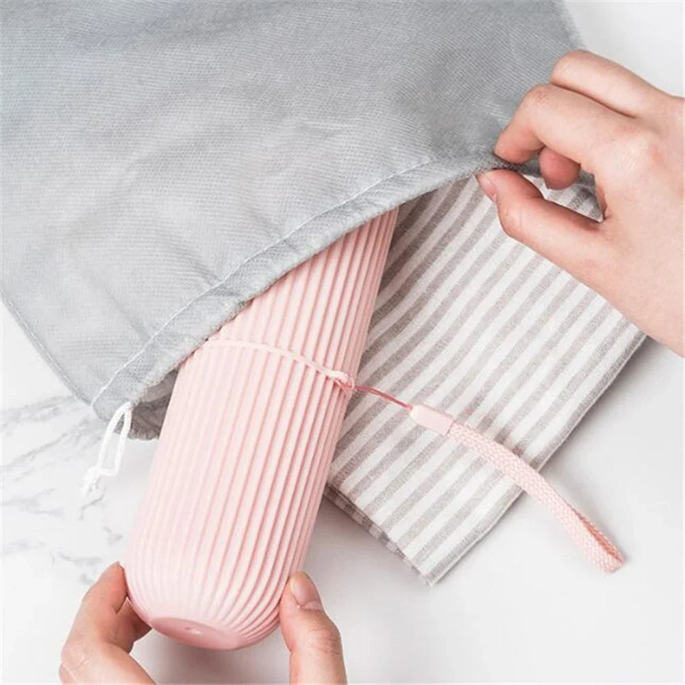 Travel Toothbrush Storage Box Vertical Stripe Portable Mouthwash Cup Brushing Cup Toothware Box Toothpaste Storage Cartridge